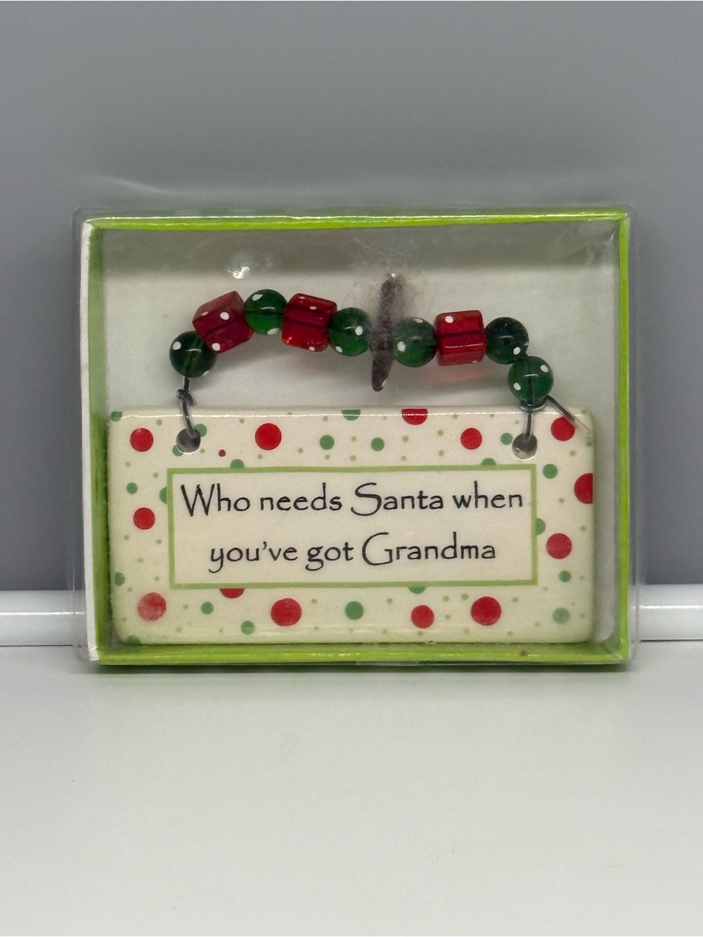 Ceramic Christmas plaque  "Who needs Santa when you’ve got Grandma” NWT